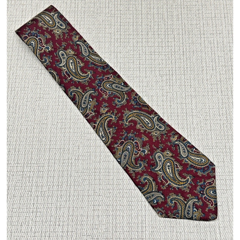 Liberty of London Paisley Tie Mens OS Burgundy Silk Classic Dark Academia Preppy